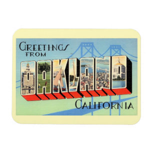 Large Letter Greeting Oakland California Vintage Magnet