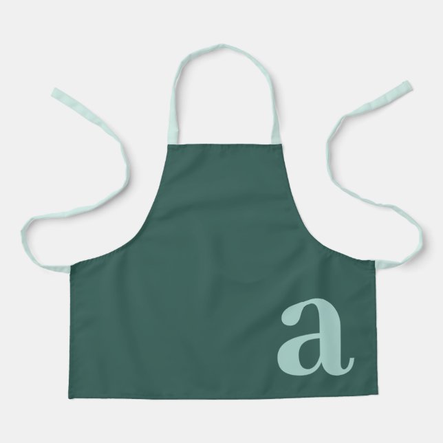 Large Letter Monogram Dark Teal Blue Minimalist Apron (Front)