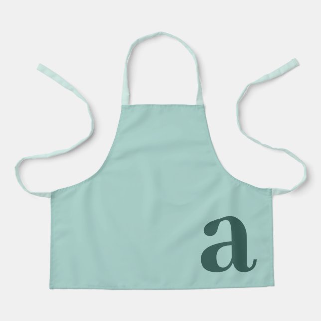 Large Letter Monogram Teal Blue Minimalist Apron (Front)