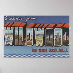 Large Letter Scenes - Wildwood-By-The-Sea, NJ Poster