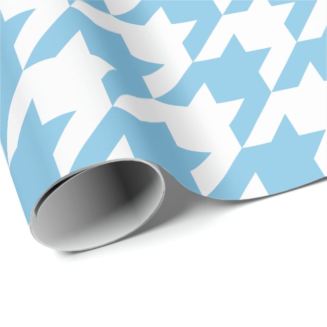Large Light Blue and White Houndstooth Wrapping Paper (Roll Corner)
