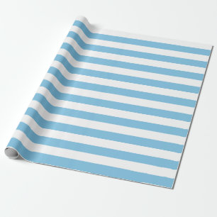Large Light Blue and White Stripes Wrapping Paper