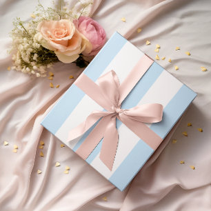 Large Light Blue and White Stripes Wrapping Paper