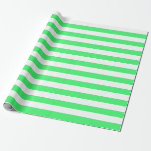 Large Light Green and White Stripes Wrapping Paper