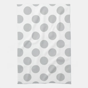 Large Light Grey Polka Dots Tea Towel