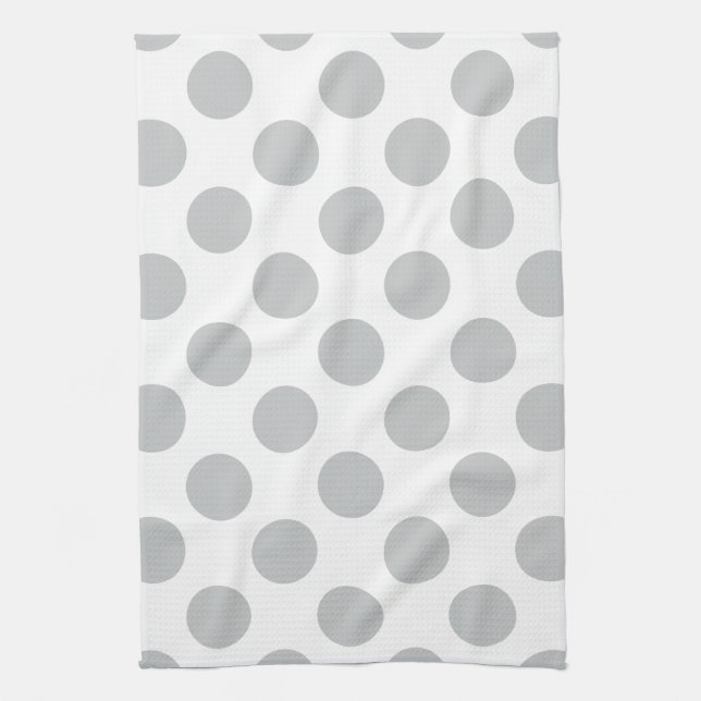 Large Light Grey Polka Dots Tea Towel (Vertical)