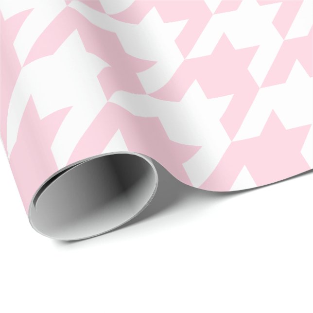 Large Light Pink and White Houndstooth Wrapping Paper (Roll Corner)