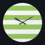 Large Lime Green Wall Clock<br><div class="desc">A graphic illustration in apple green stripes against a white background great on wall clocks</div>