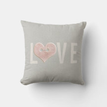 Large LOVE Type with Pink Heart | Throw Pillow