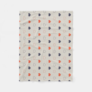 Large - Lovely hearts / orange cream dark Fleece Blanket