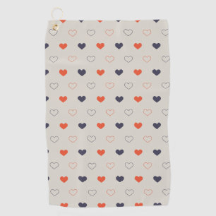Large - Lovely hearts / orange cream dark Golf Towel