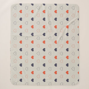 Large - Lovely hearts / orange cream dark Sherpa Blanket