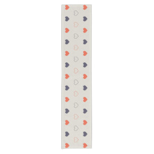 Large - Lovely hearts / orange cream dark Short Table Runner