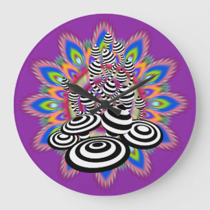 Large Mandala Magic Mushroom purple wall clock