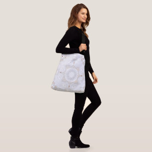 Large, Mandala Patterned Cross-Body Tote Bag