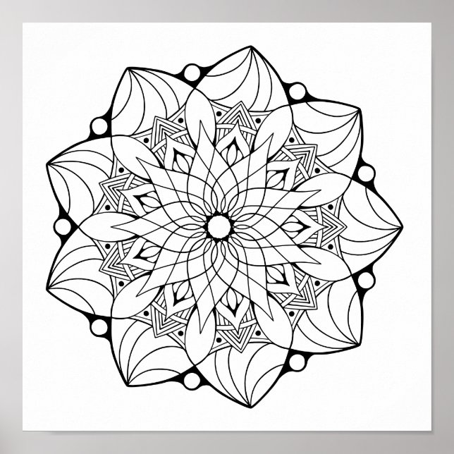 Large Mandala Poster to Colour (Front)