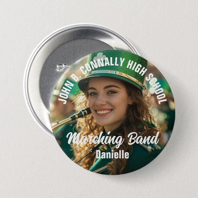 Large Marching Band Photo High School Brag 7.5 Cm Round Badge (Front & Back)
