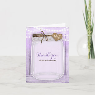 Large Mason Jar & Lights Lavender Purple Rustic Thank You Card