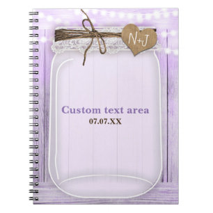 Large Mason Jar & Lights Lavender Rustic Journal