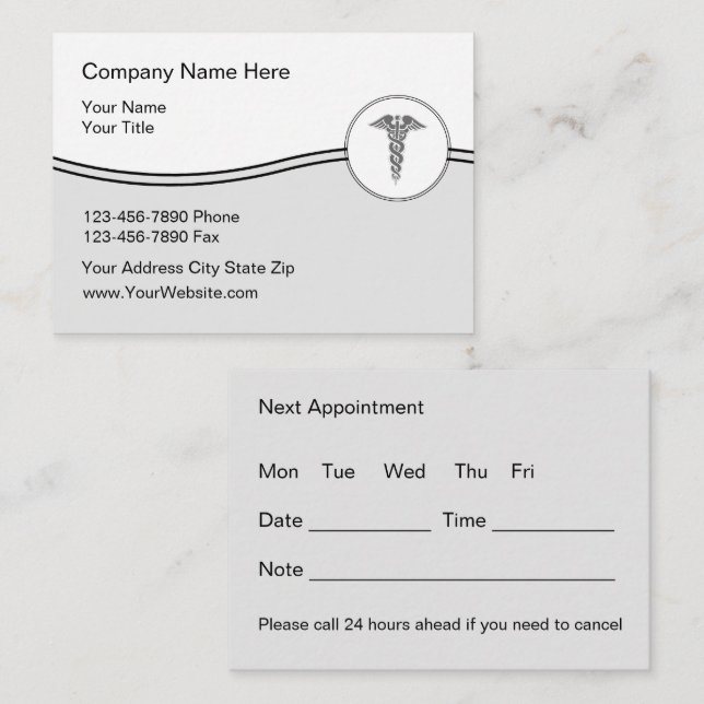 Large Medical Appointment Business Cards Template (Front/Back)