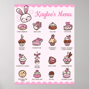 Large Menu Kawaii Bakery Poster with your name