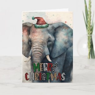 Large Merry Christmas Happy Elephant Card