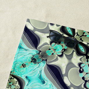 Large mirroring of aquamarine and grey shades beach towel