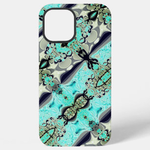 Large mirroring of aquamarine and grey shades thro iPhone 12 pro max case