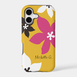 Large modern flower print personalised yellow pink