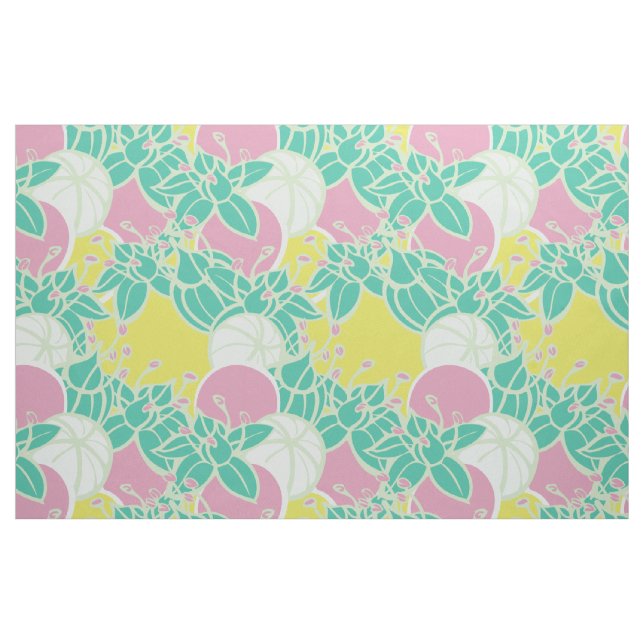 large modern leaf, bud, and flower pattern fabric (Fat Quarter)