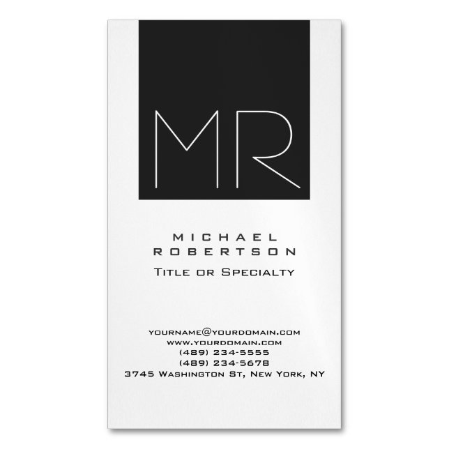 Large Modern Monogram Professional Business Card (Front Vertical)