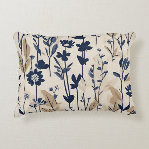 Large Modern Navy Blue Wildflower Decorative Cushion