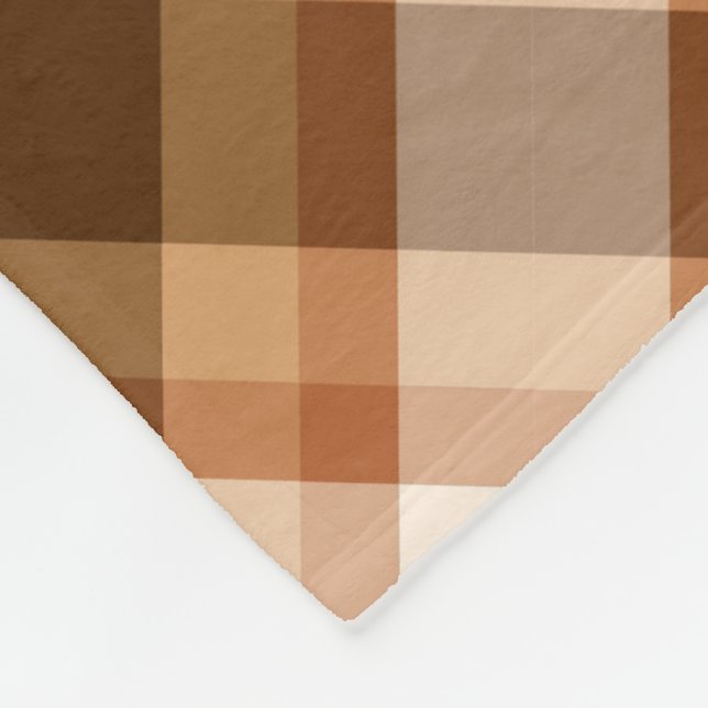 Large Modern Plaid, Brown, Beige, Copper, and Tan Fleece Blanket (Corner)