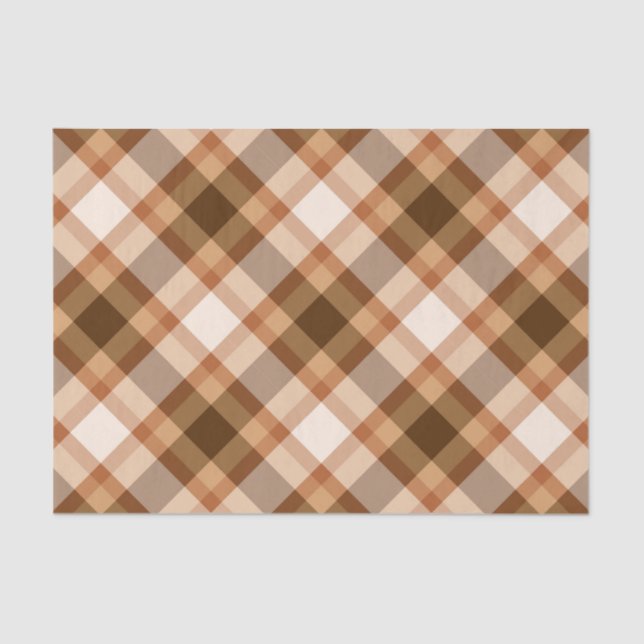 Large Modern Plaid, Brown, Beige, Copper, and Tan Tissue Paper (Front)