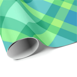 Large Modern Plaid, Jade Green & Turquoise Wrapping Paper