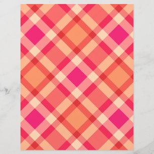 Large Modern Plaid, Orange, Coral and Fuchsia Pink