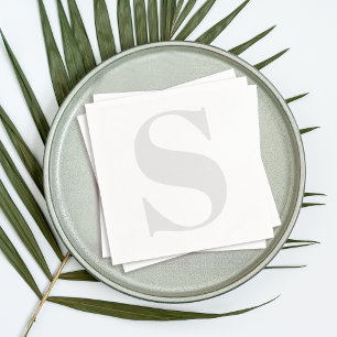 Large Monogram Any Initial Neutral Light Grey Napkin