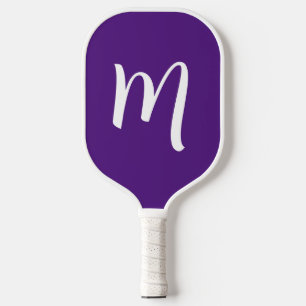 Large Monogram Elegant Script Royal Purple Pickleball Paddle