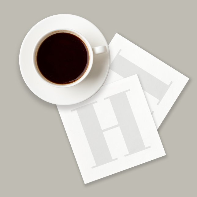 Large Monogram Initial Neutral Light Grey Napkin (Creator Uploaded)