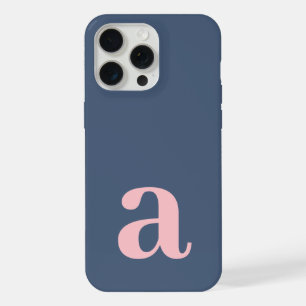 Large Monogram Letter Blue & Pink Minimalist iPhone 15 Pro Max Case