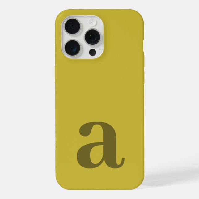 Large Monogram Letter Dark Gold & Olive Minimalist iPhone Case (Back)