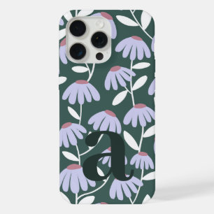 Large Monogram Letter Green/Purple Floral Pattern iPhone 15 Pro Max Case