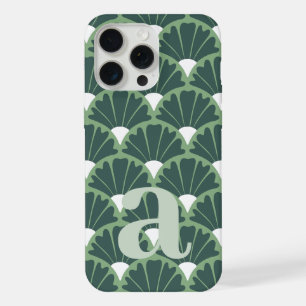 Large Monogram Letter Green Vintage Pattern iPhone 15 Pro Max Case
