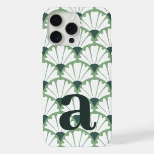Large Monogram Letter Green Vintage Pattern iPhone 15 Pro Max Case