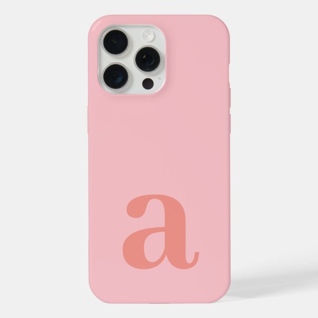 Large Monogram Letter Pink Minimalist iPhone Case (Back)