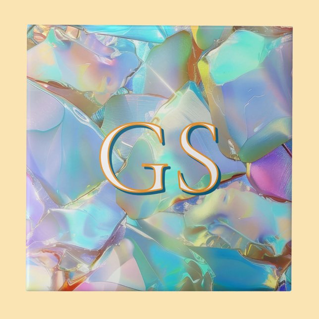 Large Monogram or Name on Opal Ceramic Tile (Creator Uploaded)