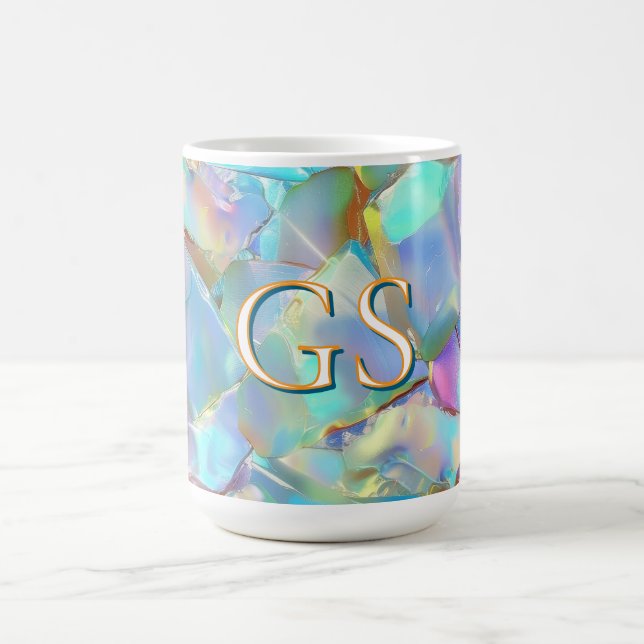 Large Monogram or Name on Opal Coffee Mug (Center)