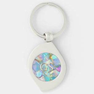Large Monogram or Name on Opal Key Ring