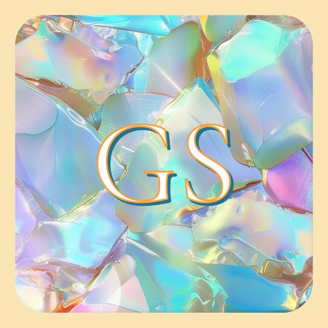 Large Monogram or Name on Opal Square Paper Coaster (Creator Uploaded)