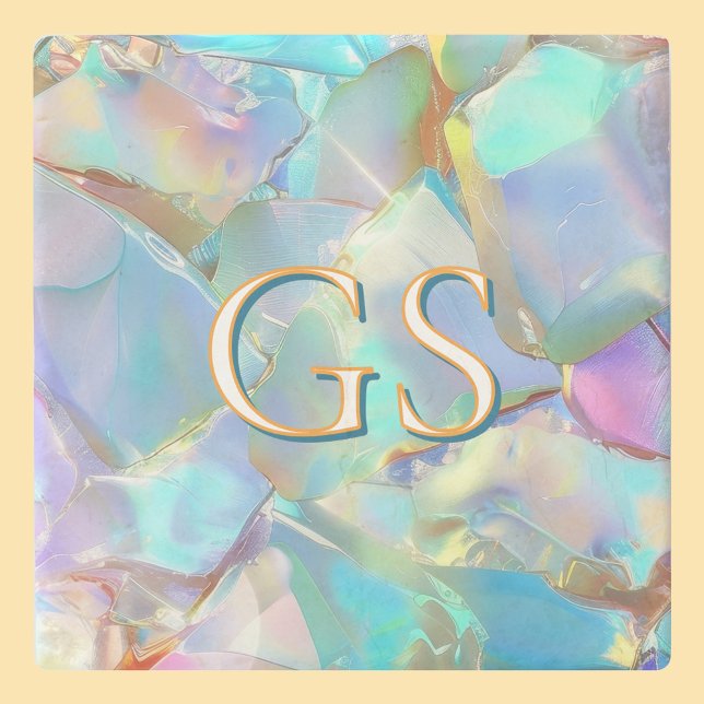 Large Monogram or Name on Opal Stone Coaster (Creator Uploaded)